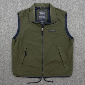VTG Abercrombie Fitch Vest Mens Large Green Full Zip Pockets Lined Windbreaker‎